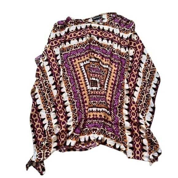 Colorful Ashley Stewart 70s hippie bohemian styled flowy blouse - Picture 1 of 6